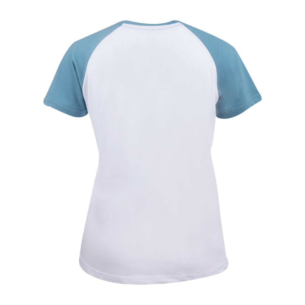 Womens T-Shirt White / Peacock Blue