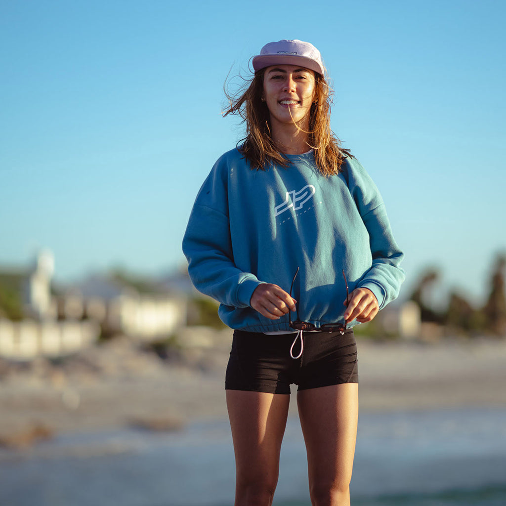 Womens Sweater White / Peacock Blue